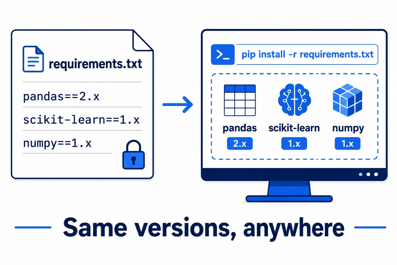 requirements.txt — ล็อกเวอร์ชันเพื่อให้สร้างสภาพแวดล้อมเดิมได้ทุกเครื่อง