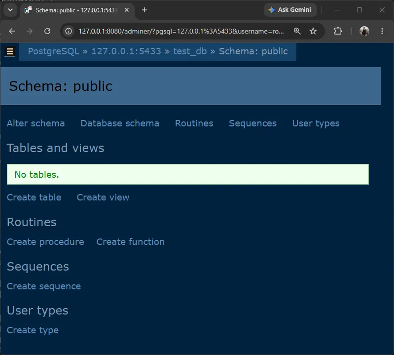 Adminer test_db Adminer test_db