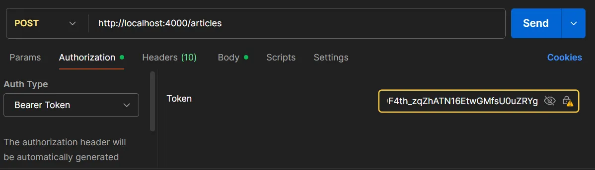 การใส่ Token ใน Request