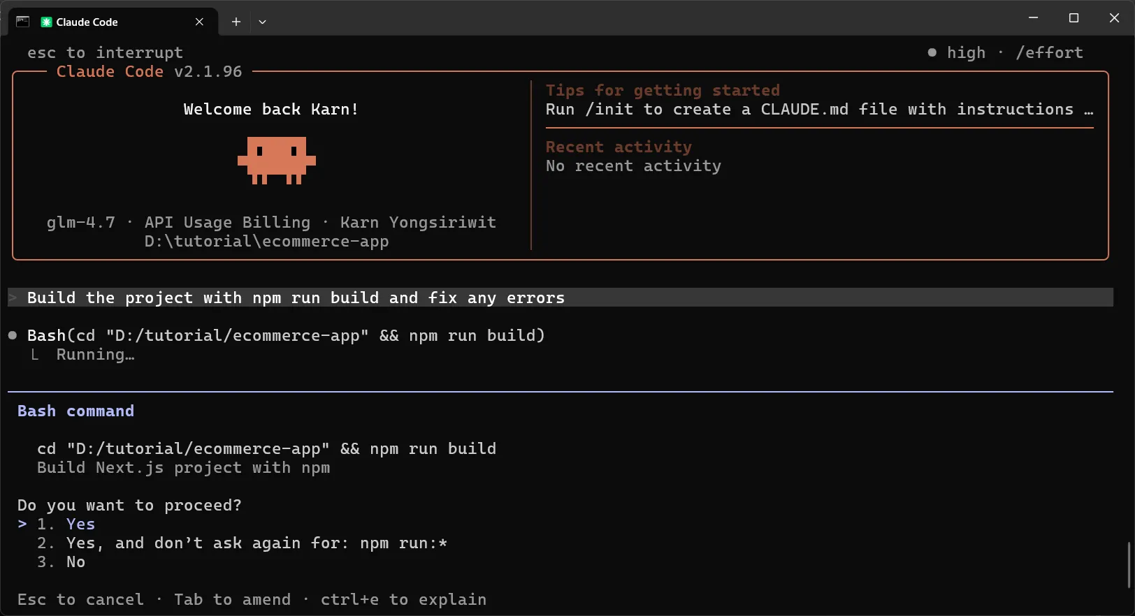Claude Code build and fix error