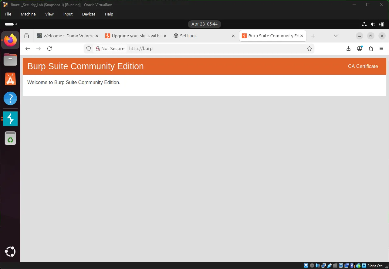 Burp CA Certificate Download
