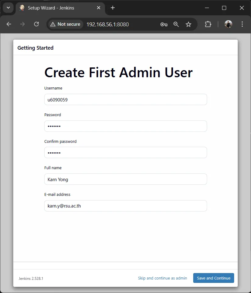 สร้าง Admin User