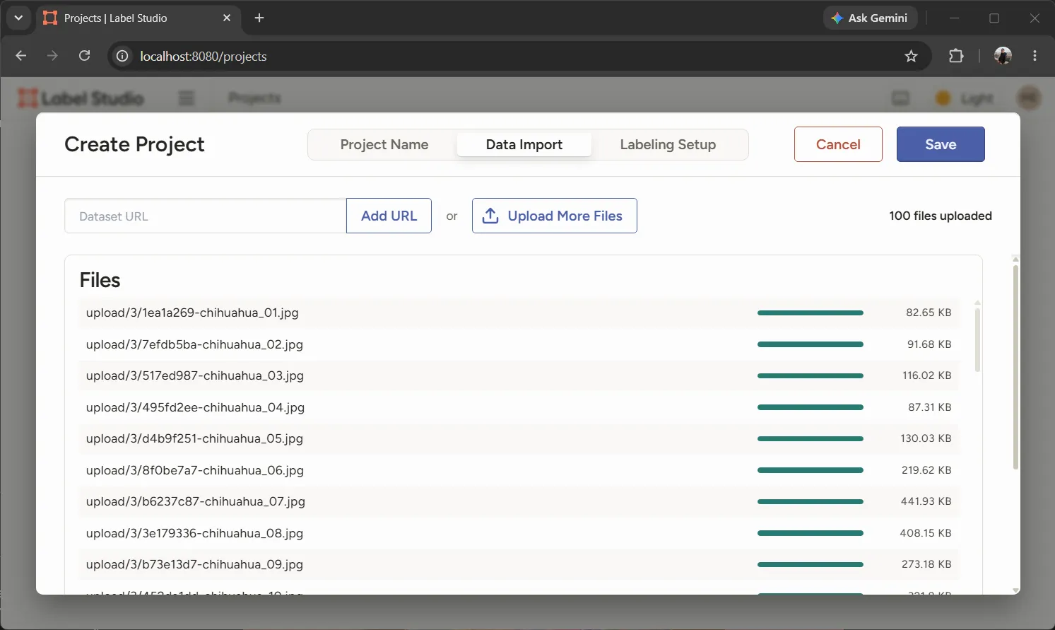 แท็บ Data Import อัปโหลดภาพ