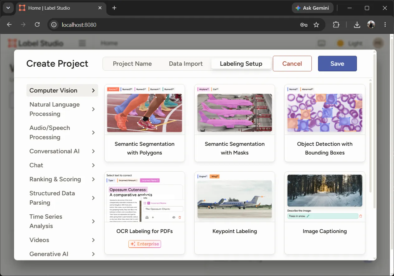 แท็บ Labeling Setup เลือก Object Detection