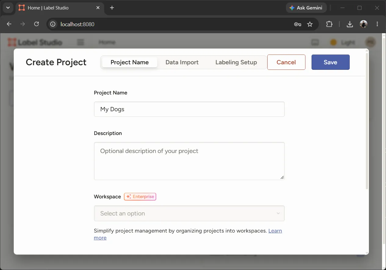 แท็บ Project Name
