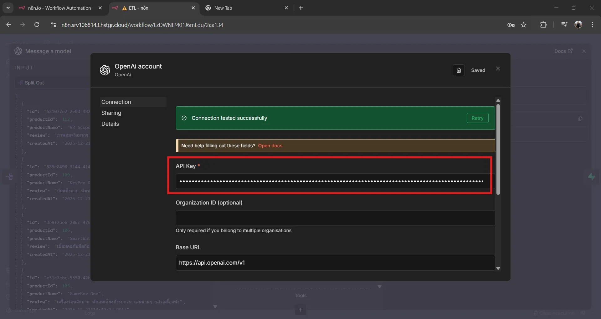 เพิ่ม OpenAI Credential
