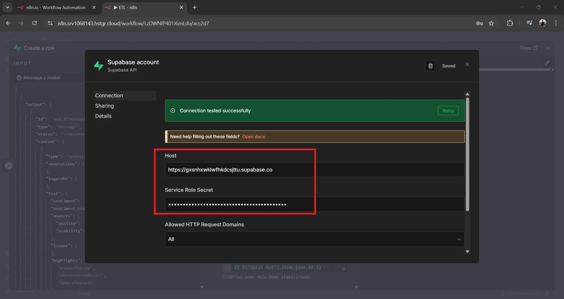 เพิ่ม Supabase Credential