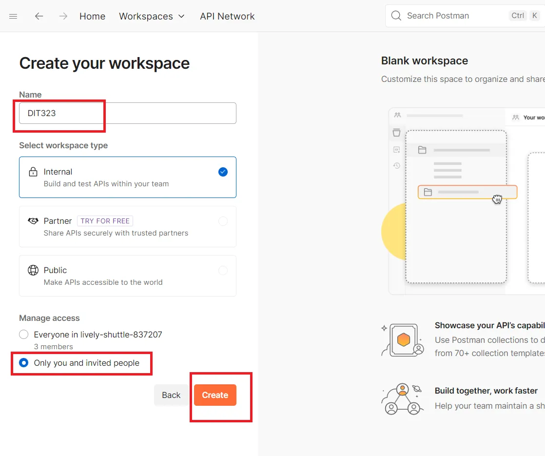 สร้าง Workspace ใน POSTMAN