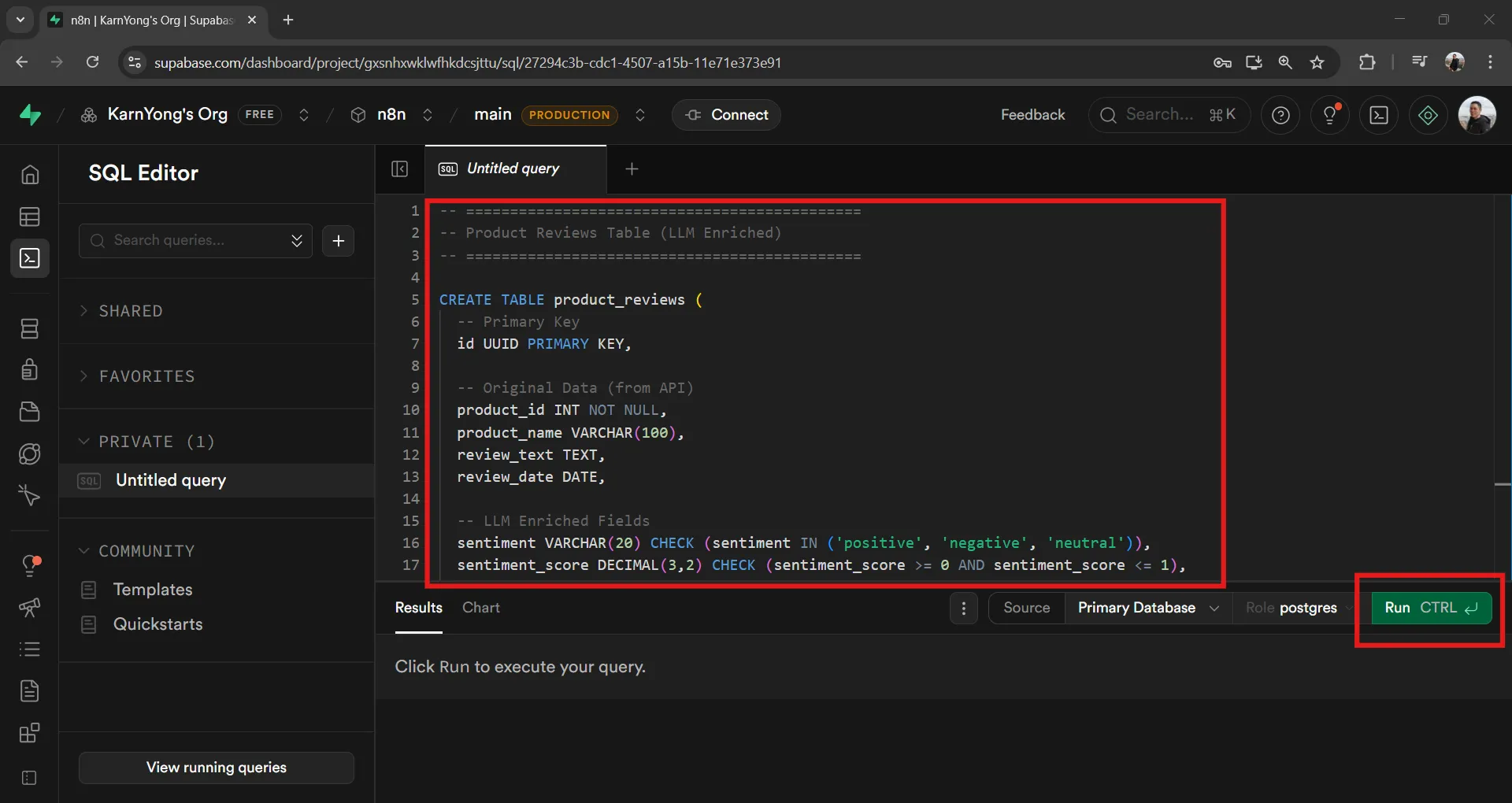 รัน SQL ใน Supabase
