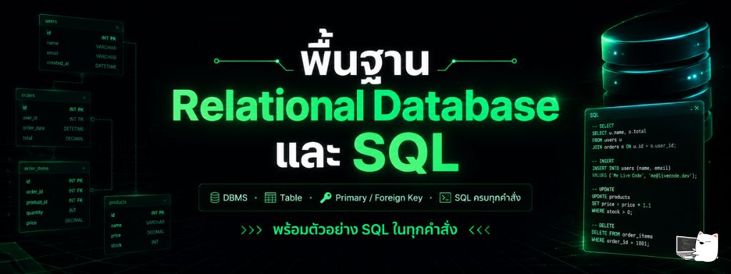 พื้นฐาน Relational Database และ SQL • หมีไลฟ์โค้ด