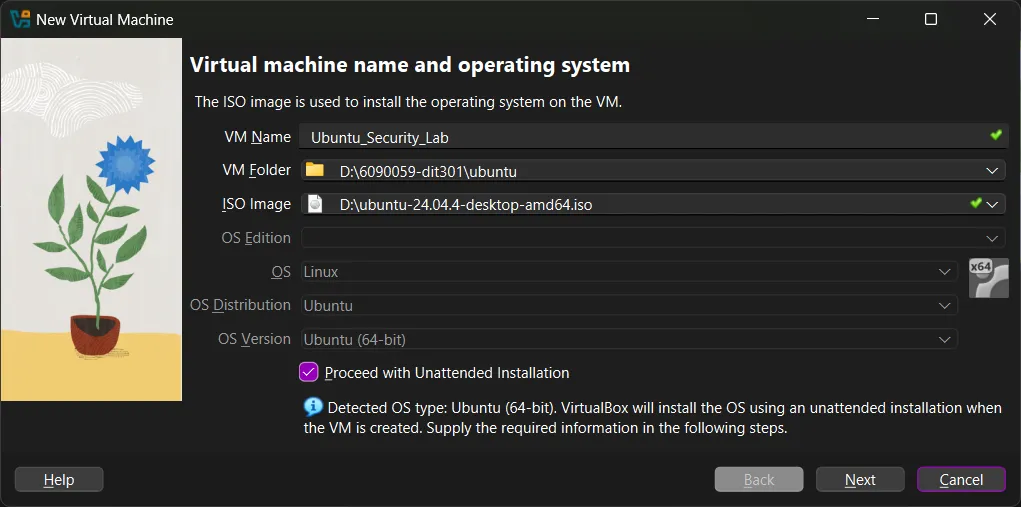 VM Name and OS Settings