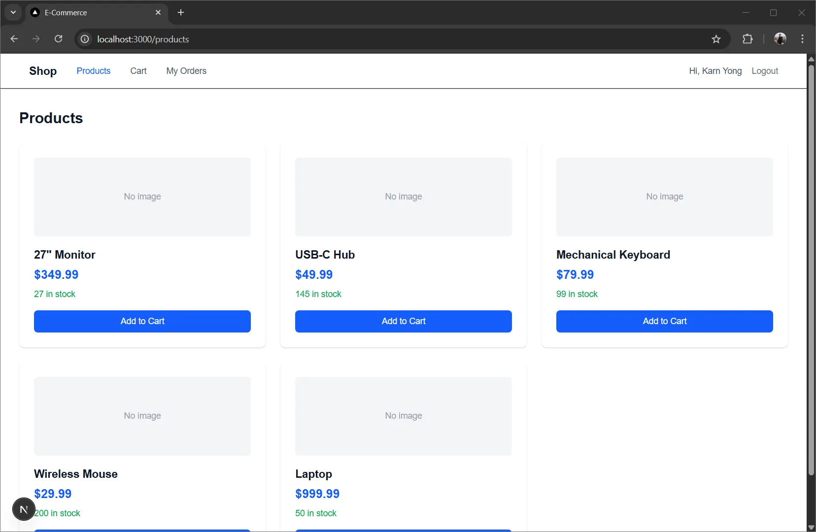 Storefront products page
