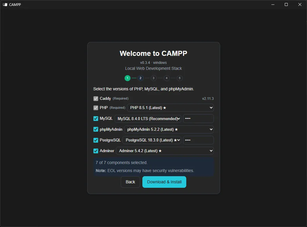 CAMPP Install Config - ติดตั้งฐานข้อมูลและเครื่องมือ CAMPP Install Config