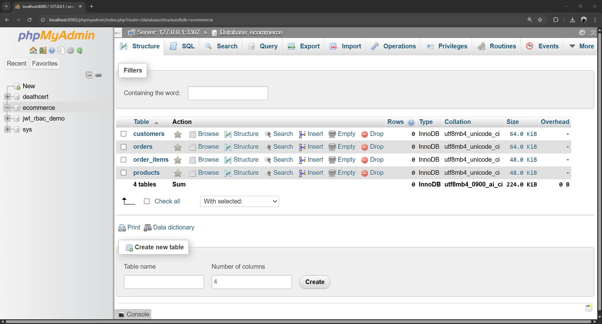 Create tables in phpMyAdmin Create tables in phpMyAdmin