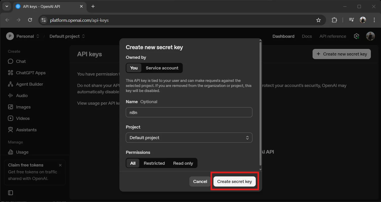 สร้าง API Key ที่ OpenAI Platform สร้าง API Key ที่ OpenAI Platform