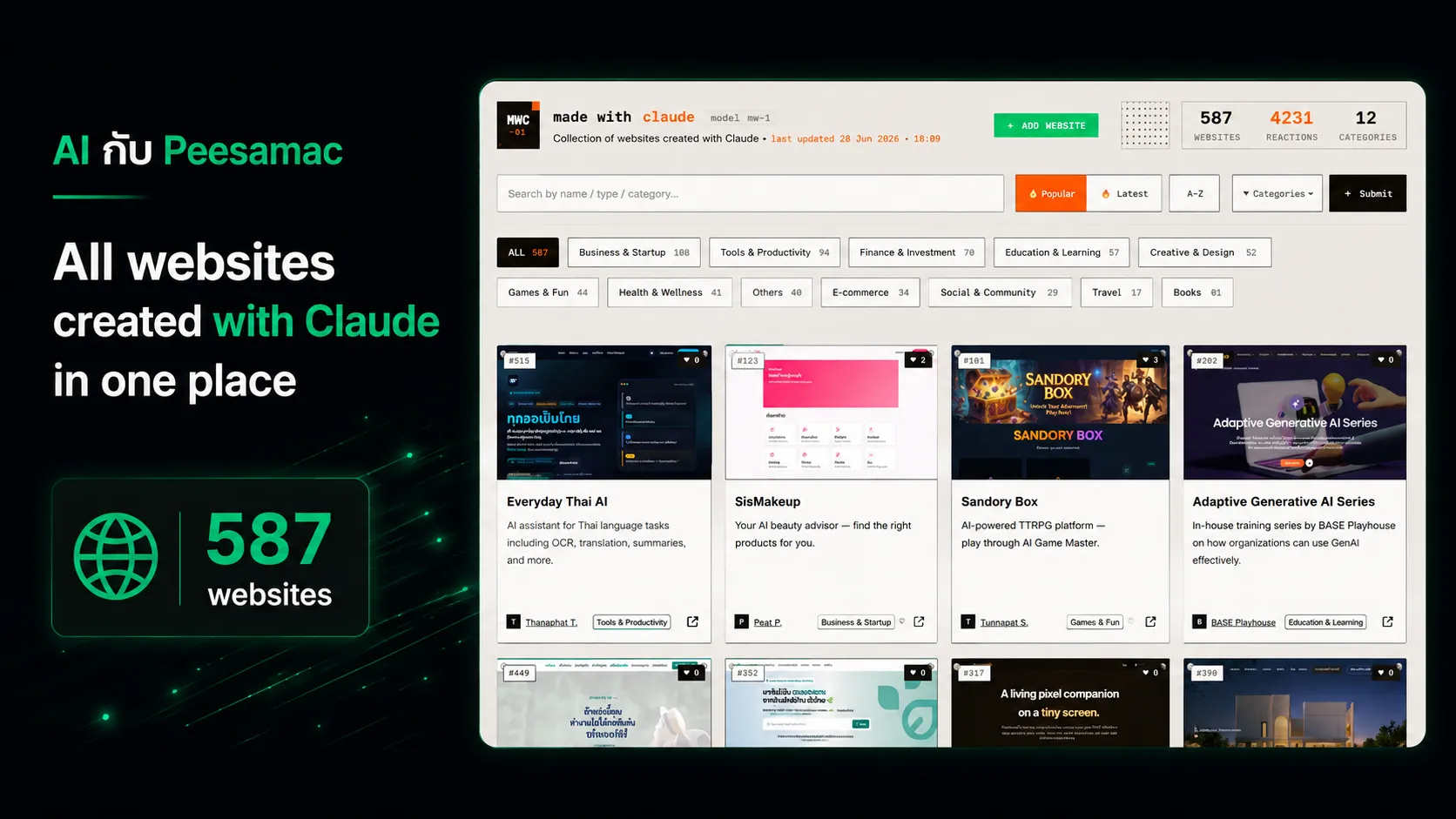 Made with Claude — รวมเว็บไซต์ที่สร้างด้วย Claude เว็บไซต์ Made with Claude