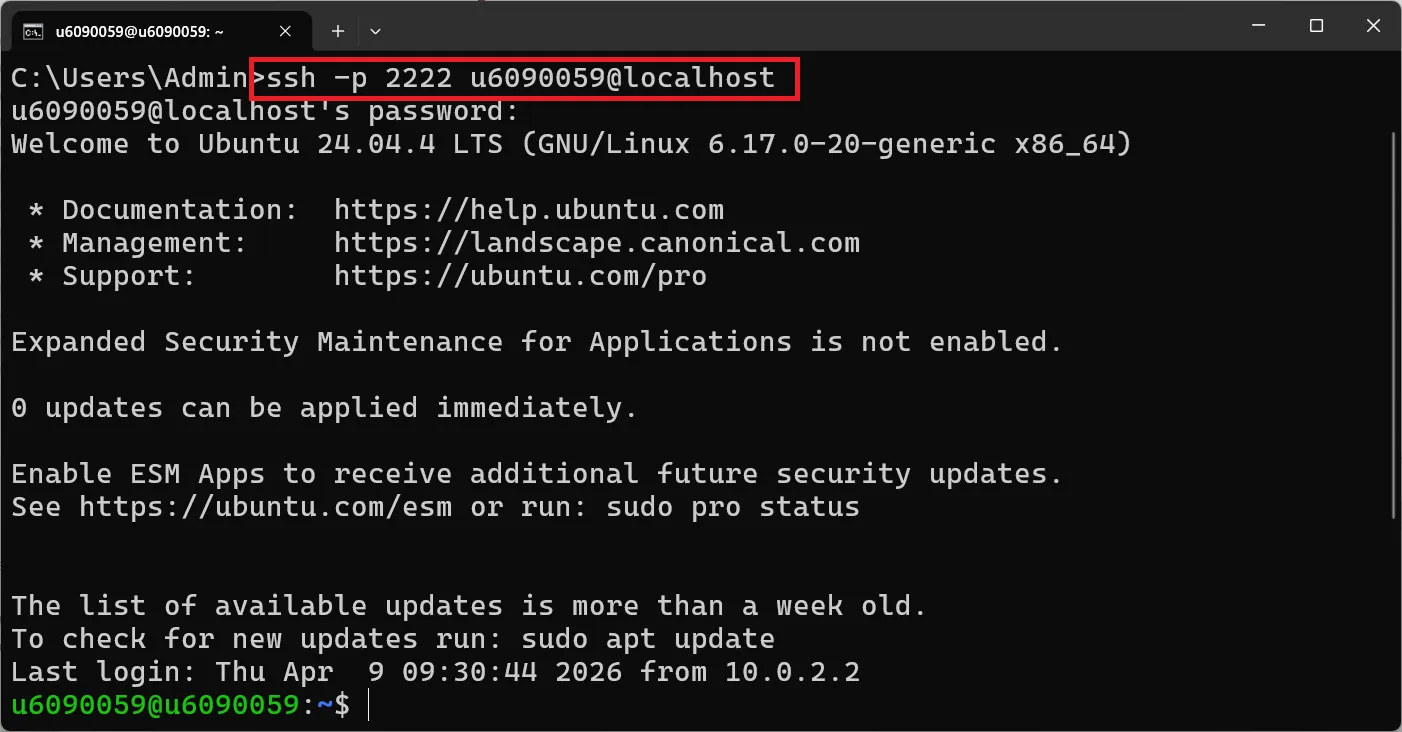 SSH Connection from Host Machine SSH Connection