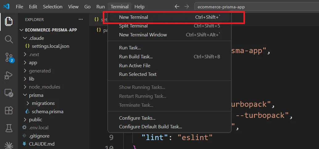 VS Code terminal VS Code terminal